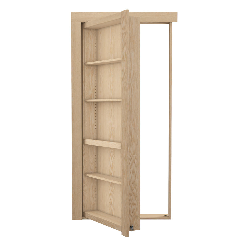 Single Flush Mount Oak Hidden Bookcase Door