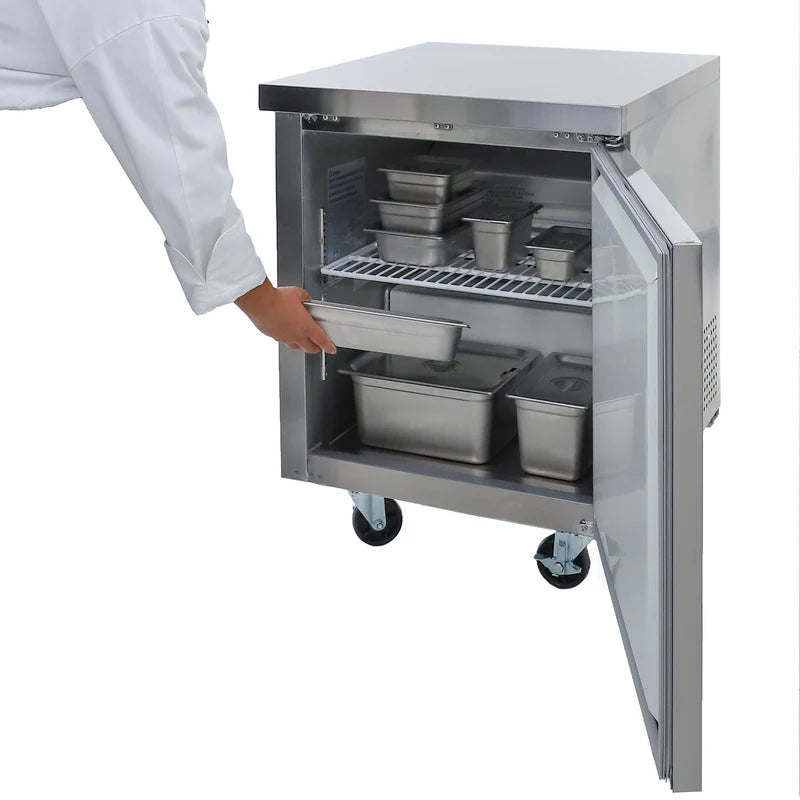 Grista Undercounter Freezer, Single Solid Door, 6.3 cu ft Capacity, in Stainless Steel