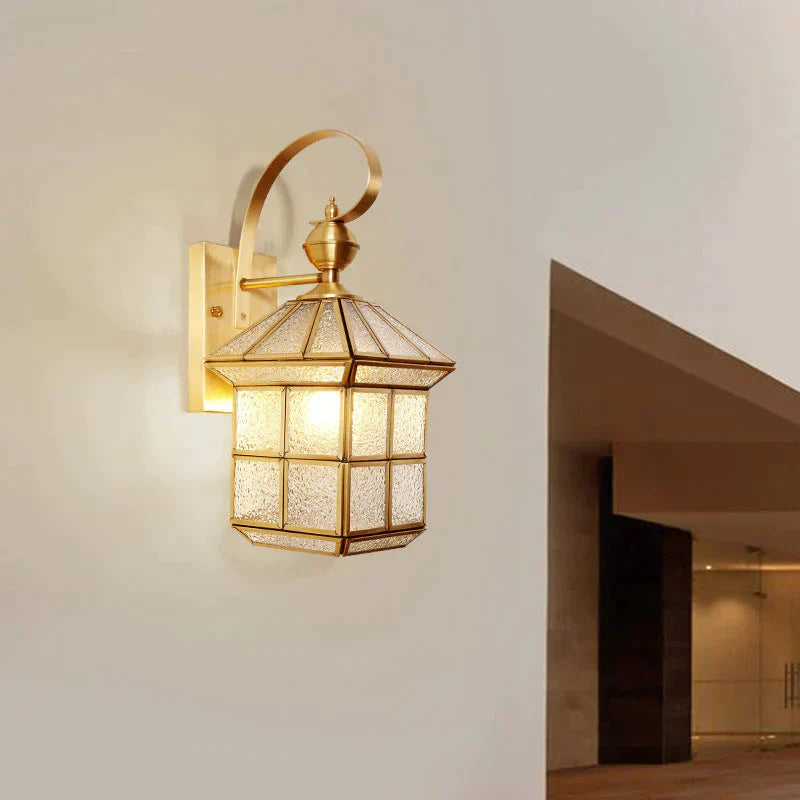 Estelle's Full Copper Outdoor Waterproof Wall Lamp - Elegant Stair and Balcony Lighting