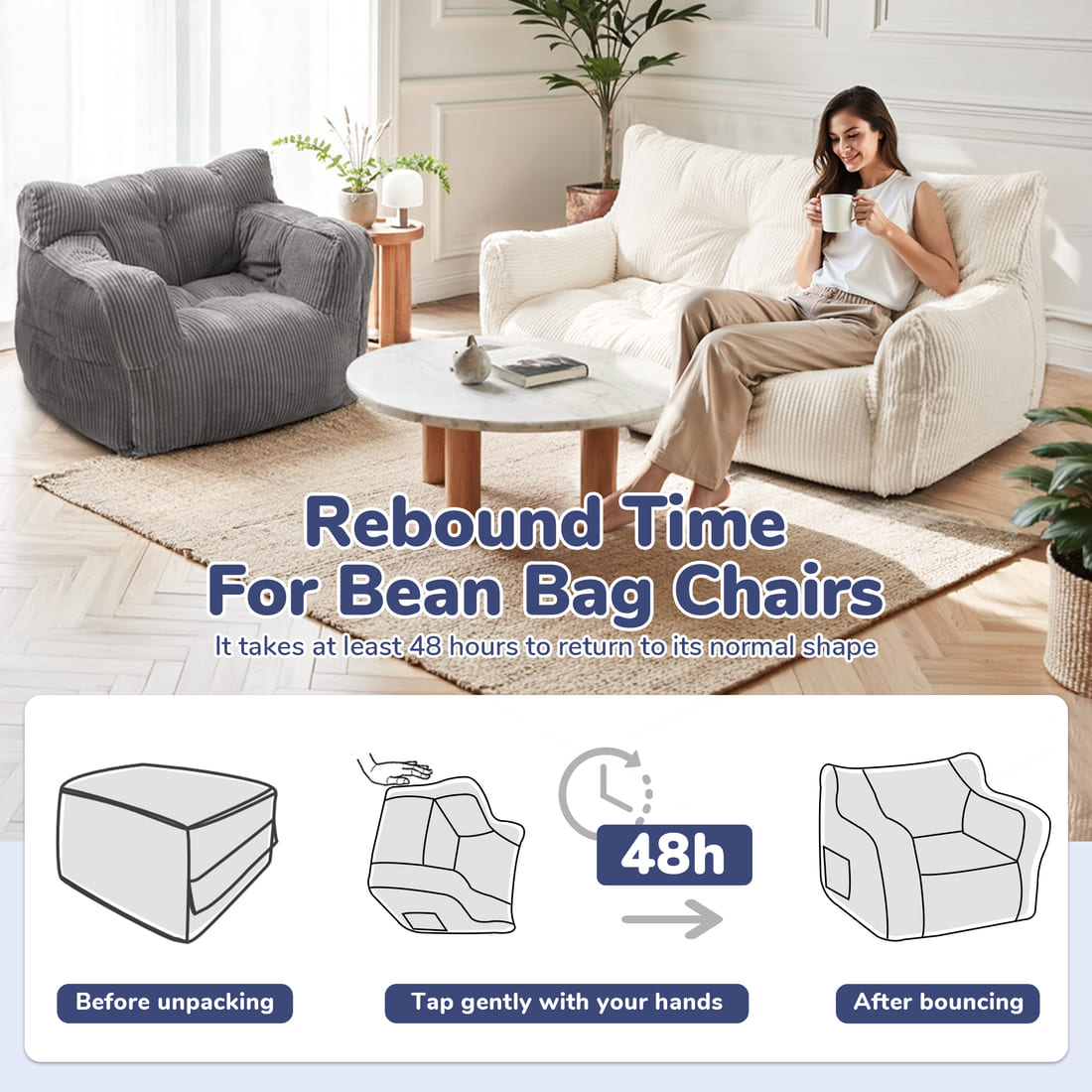 Pamapic Adult Bean Bag Chair for House Comfy