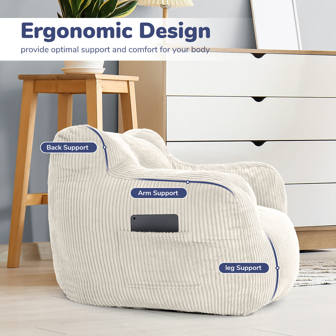 Pamapic Teens Bean Bag Chairs for Kids Gaming Playroom, Dorm & Reading Room