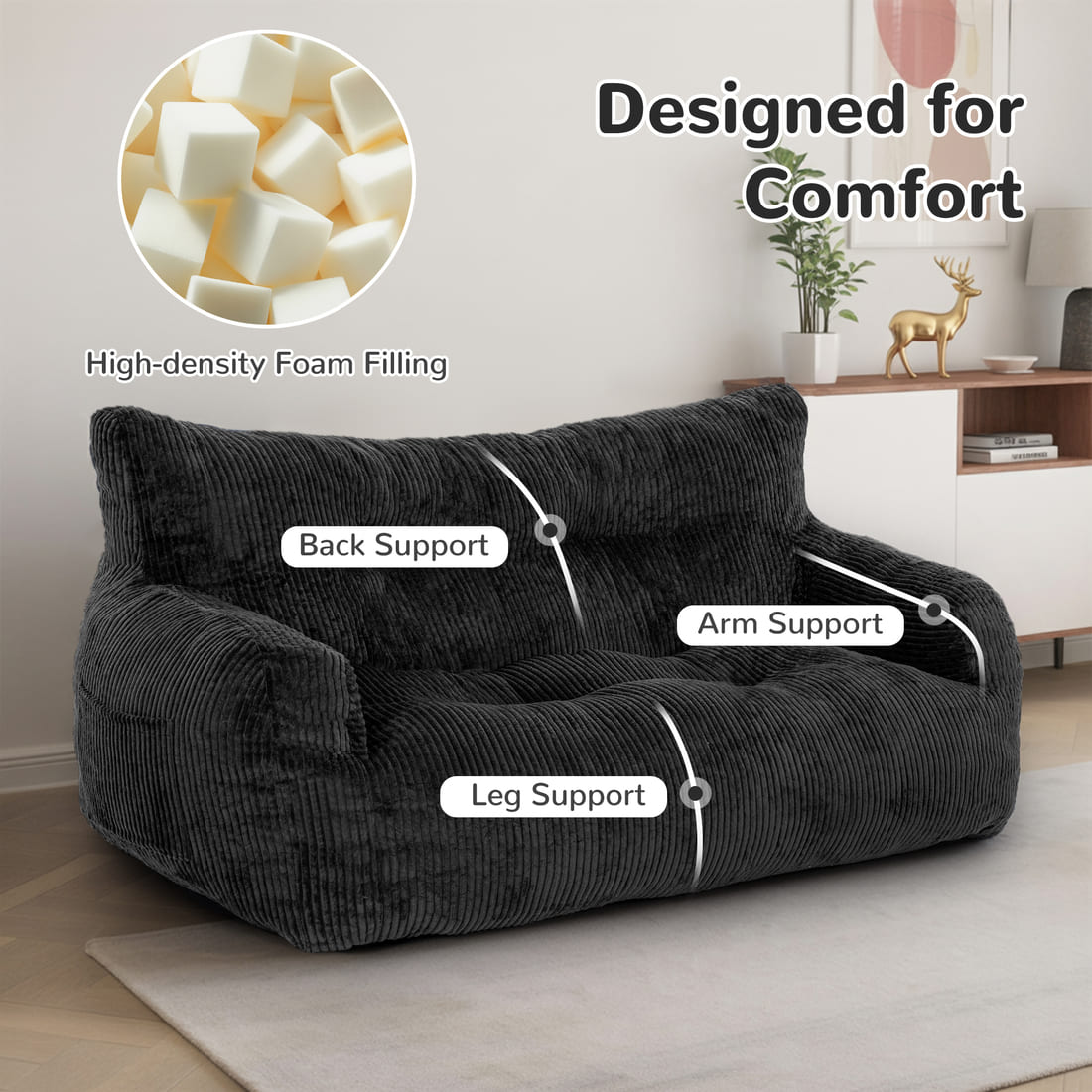 Pamapic Adult Bean Bag Chair for House Comfy