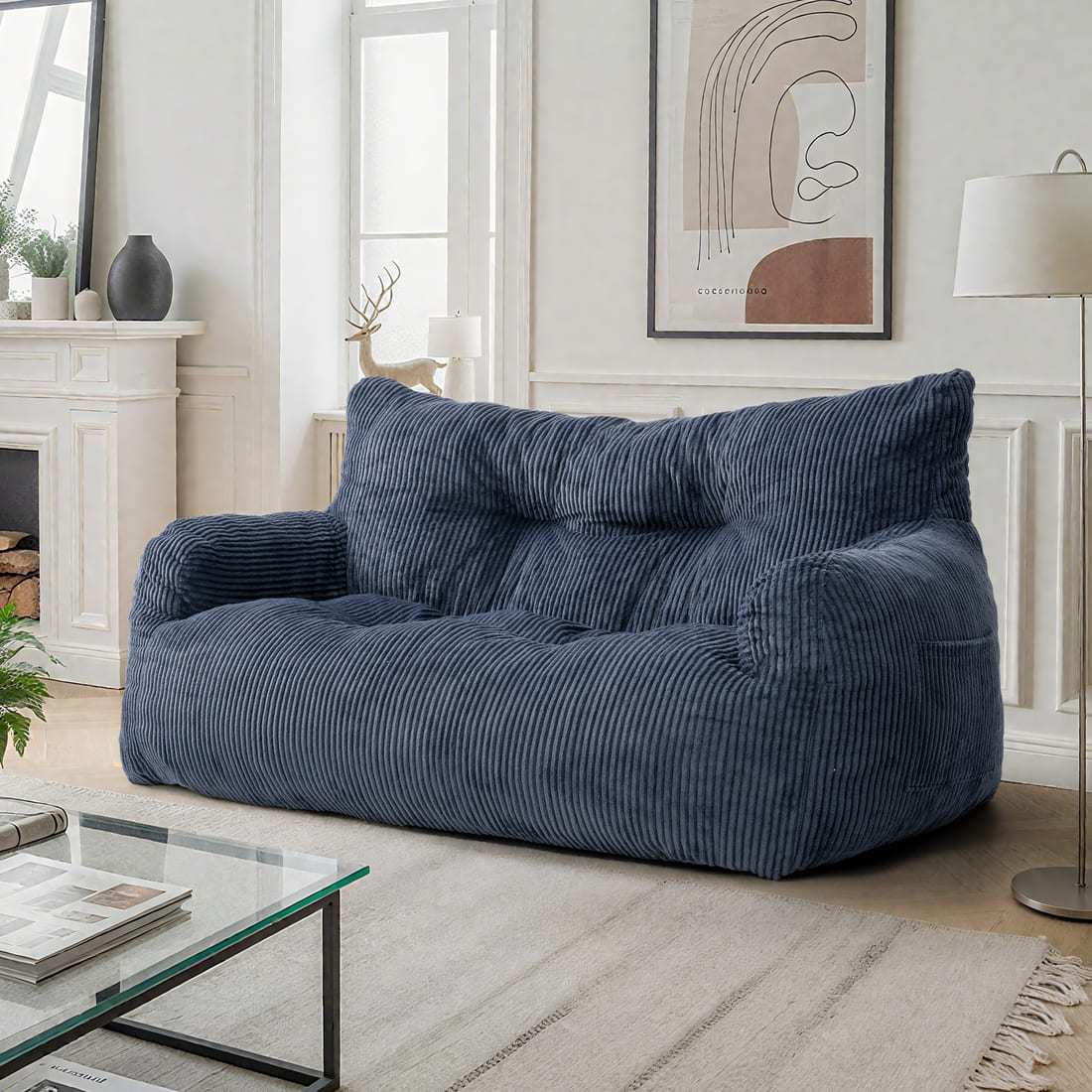 Pamapic 2-Seat Structured Big Bean Bag Chairs for Adult