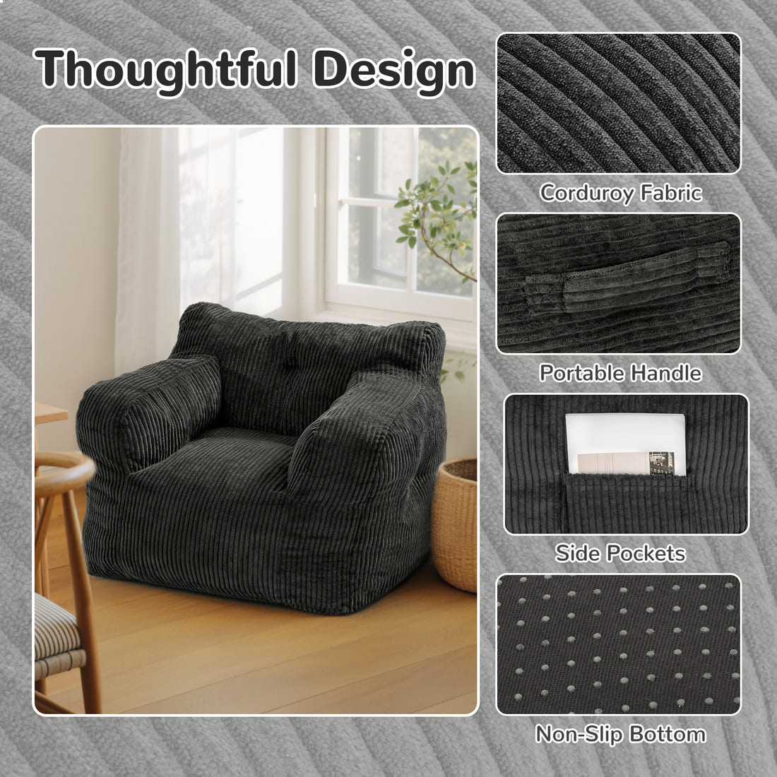 Pamapic Adult Bean Bag Chair for House Comfy