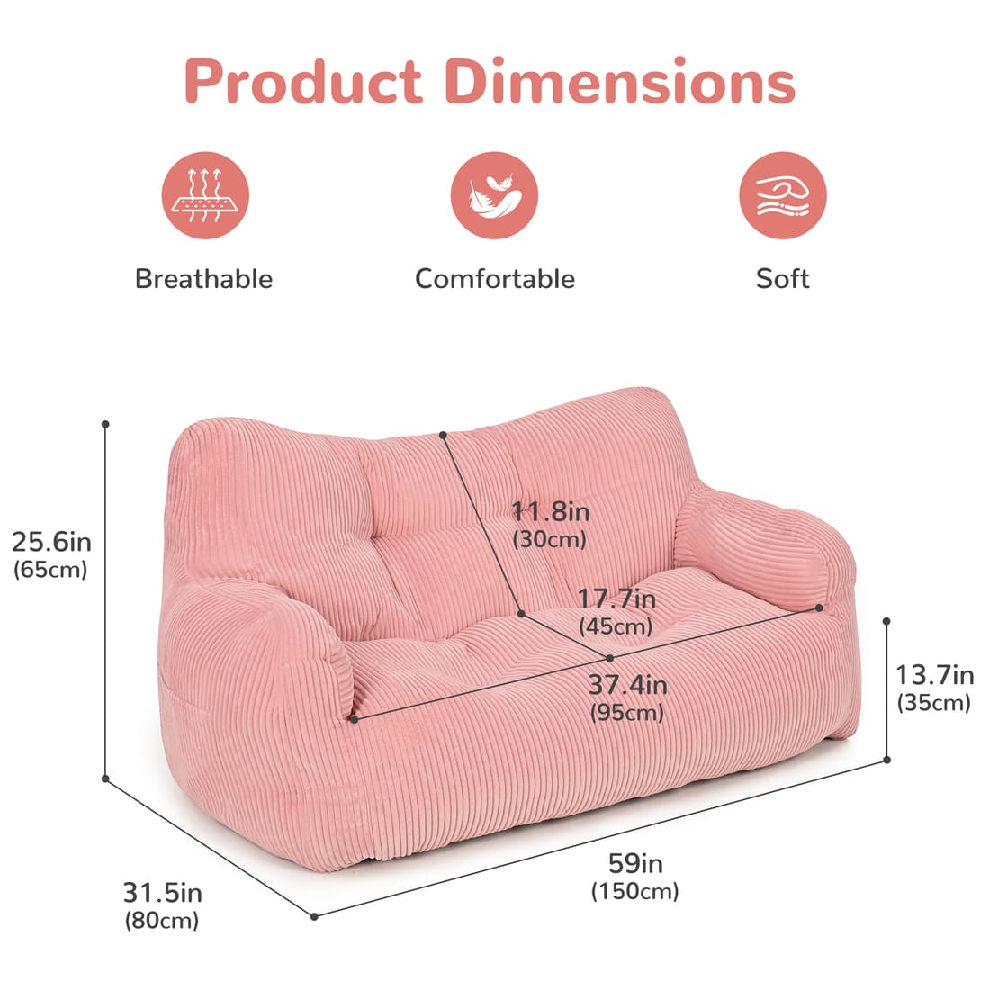 Pamapic Adult Bean Bag Chair for House Comfy