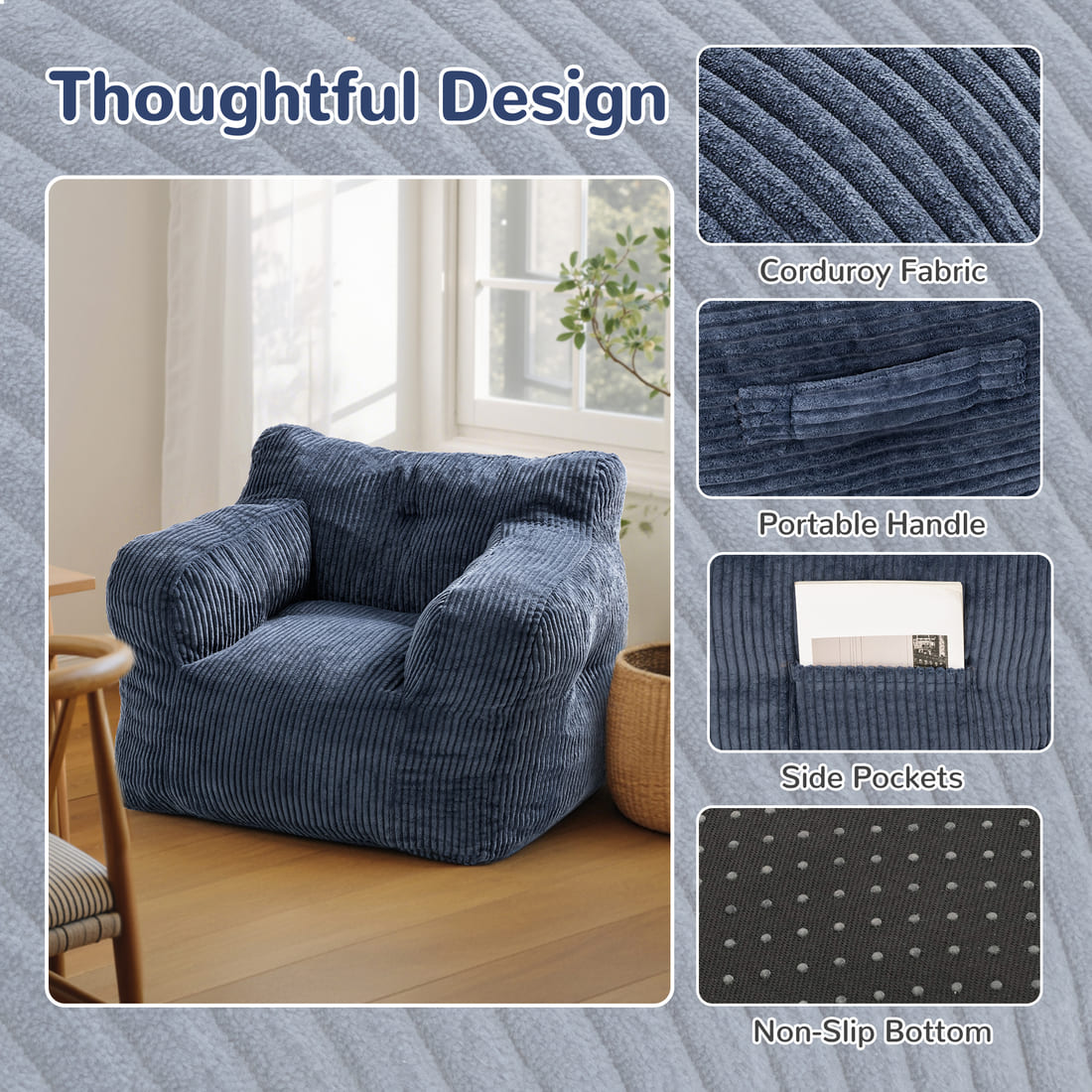 Pamapic Adult Bean Bag Chair for House Comfy