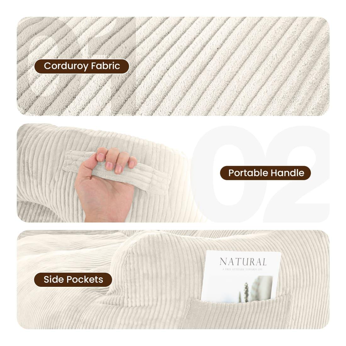 Pamapic 2-Seat Structured Big Bean Bag Chairs for Adult