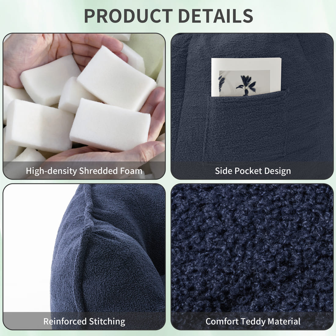 Pamapic Bean Bag Chair for Teens & Kids with Teddy Fleece Fabric