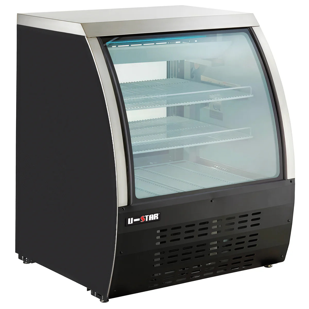 U-Star Curved Glass Refrigerated Deli Case, 36"W, 11.6 cu ft Storage Capacity, in Black
