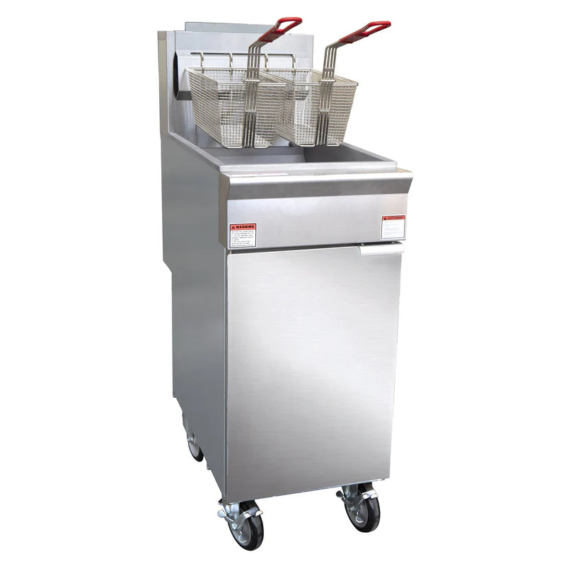 Black Diamond Gas Deep Fryer, Natural Gas, 50 lb, 120K BTU, in Stainless Steel