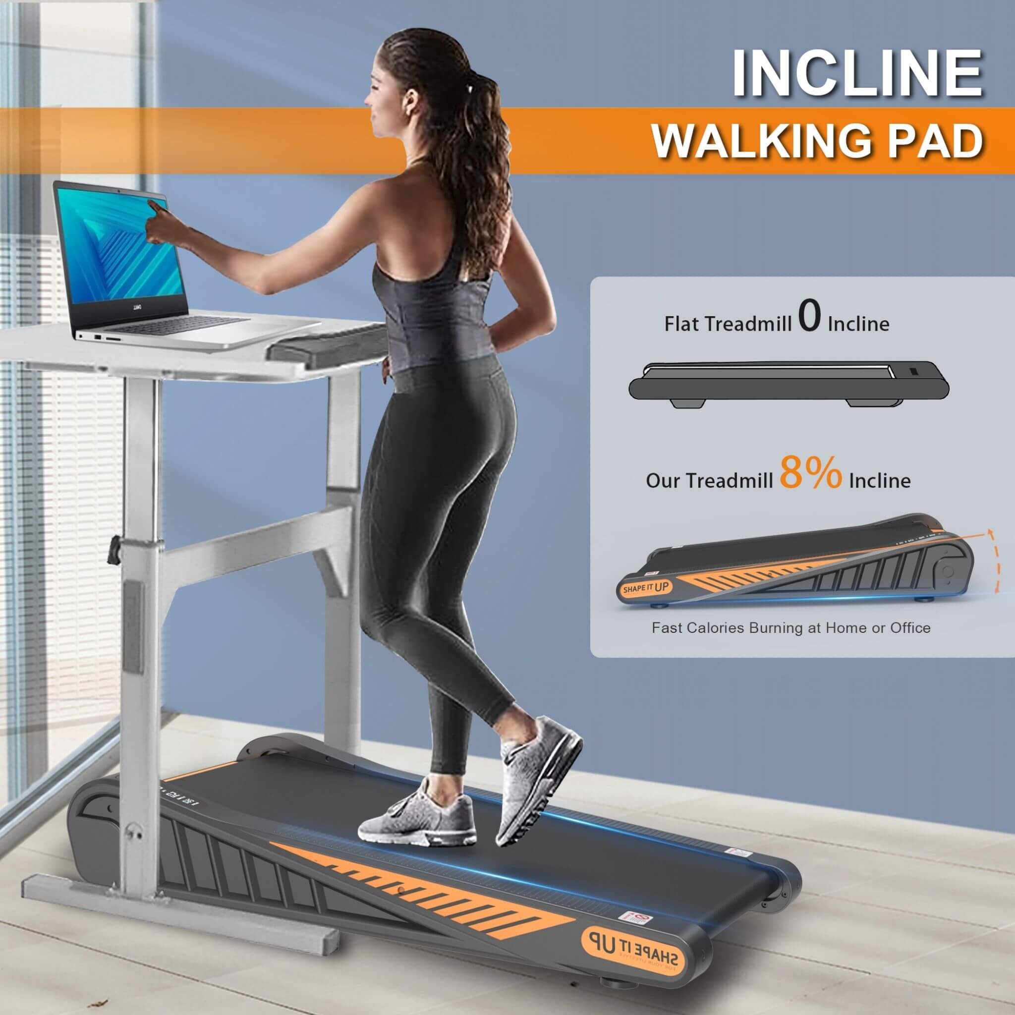 Rovix Portable Compact 2HP Under Desk Treadmill With Safety Key And Wheels for Home And Office Workouts (SAK72810)