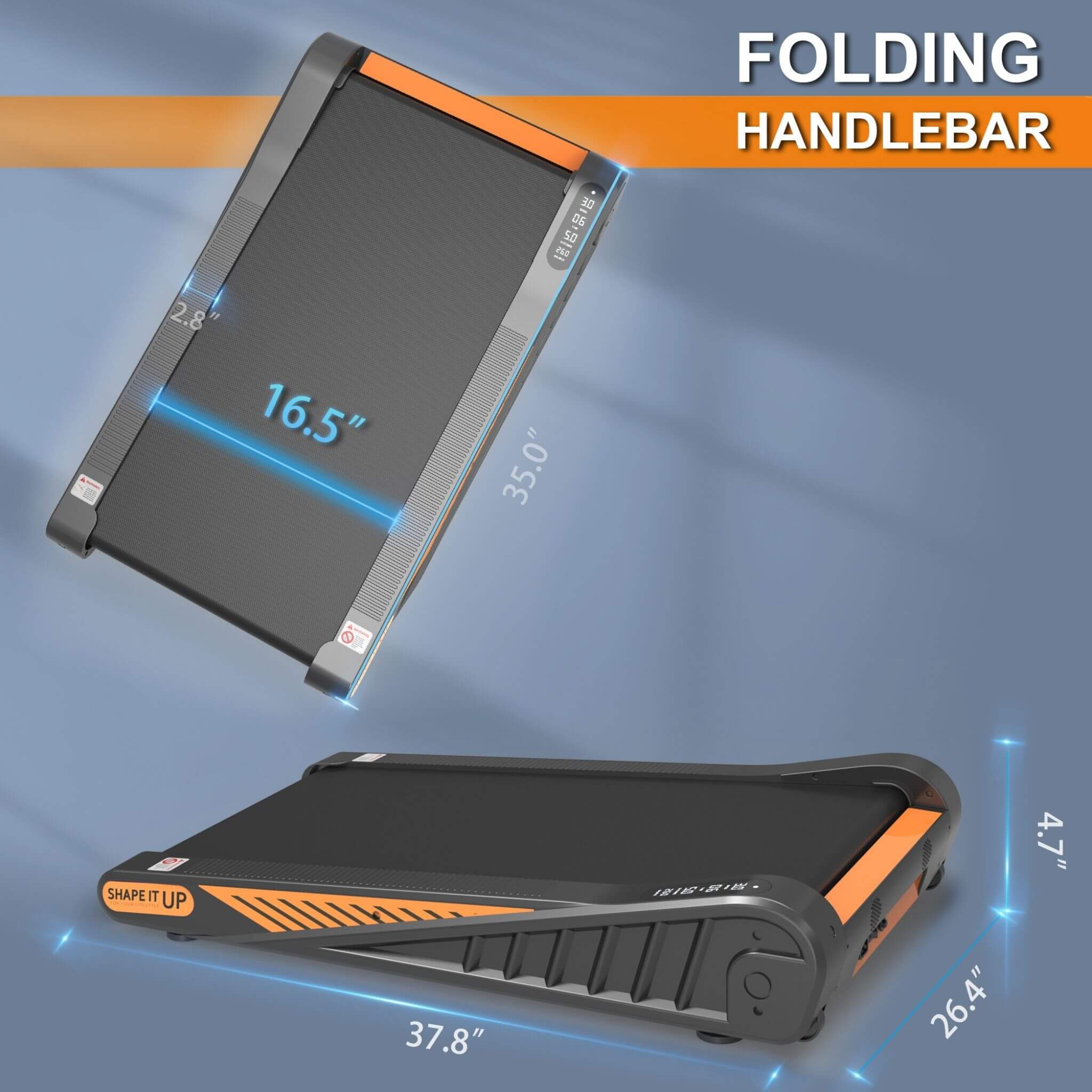 Rovix Portable Compact 2HP Under Desk Treadmill With Safety Key And Wheels for Home And Office Workouts (SAK72810)