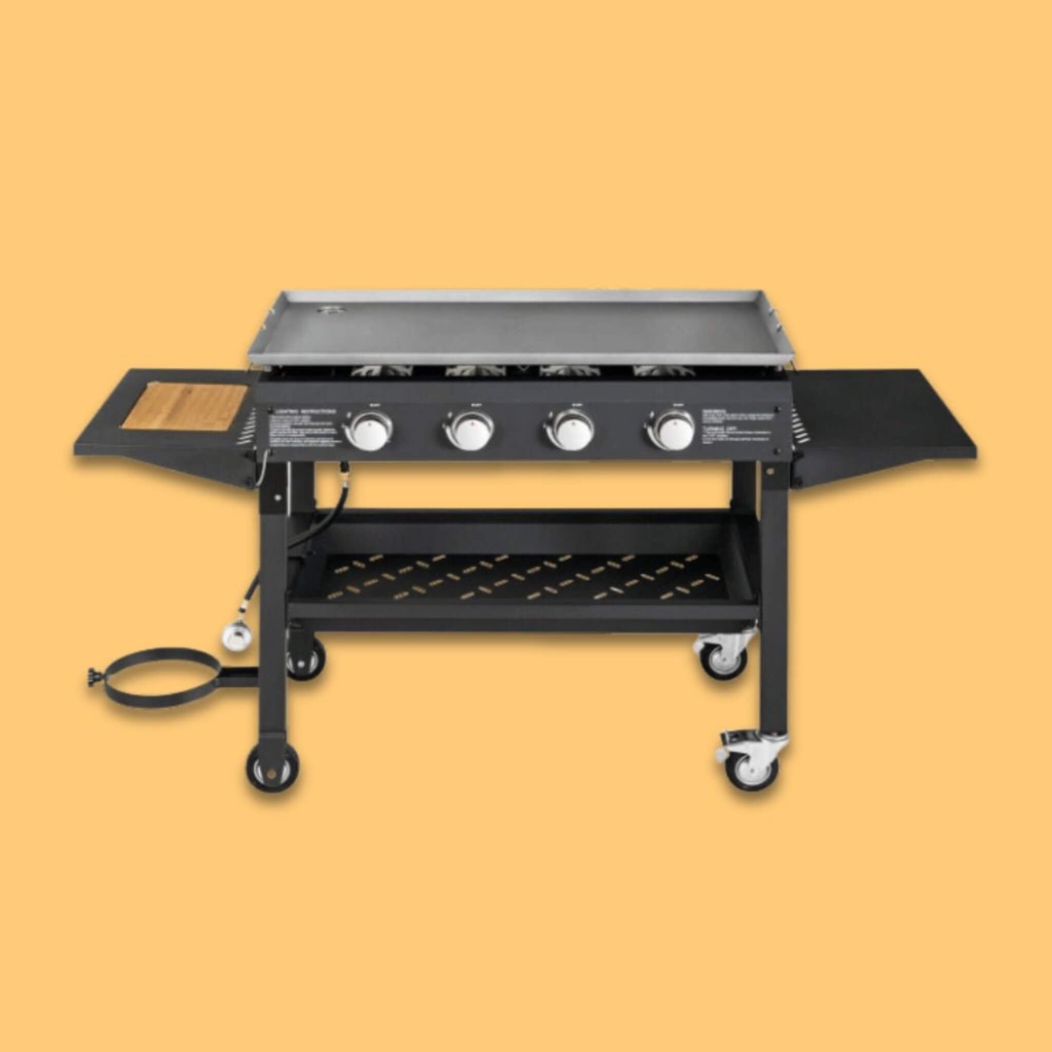 Portable Outdoor 4 Burner Propane Flat Top Gas Grill W/ Wheels, 60K BTU (SAK66104)