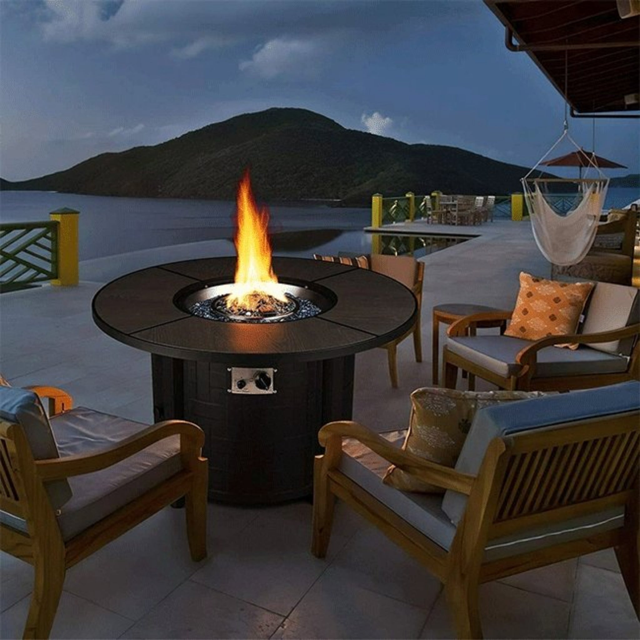 Alora Premium 42" Outdoor Propane Patio Gas Fire Pit Coffee Table W/ Cover, 50K BTU (SAK95331)