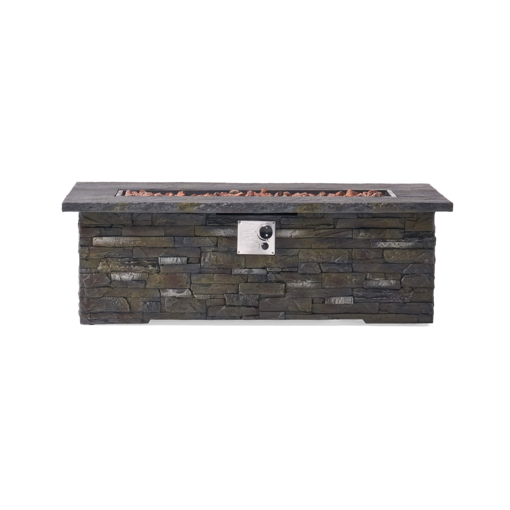Alora Premium 56" Outdoor Rectangular Concrete Propane Fire Pit W/ Faux Stone Pattern, 50K BTU (SAK31845)