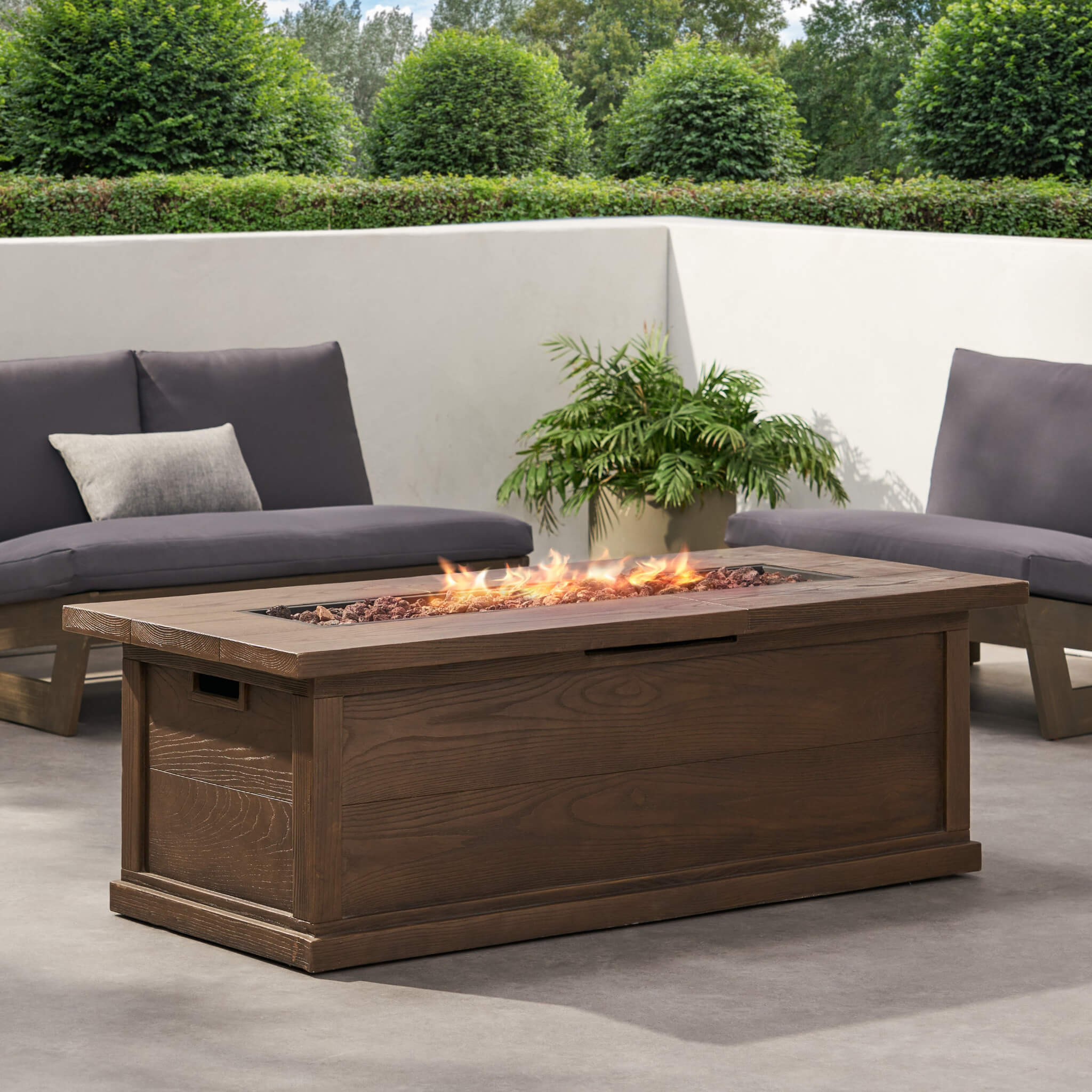 Alora Premium 56" Transitional Rectangular Outdoor Propane Gas Fire Pit Table, 50K BTU (SAK25790)