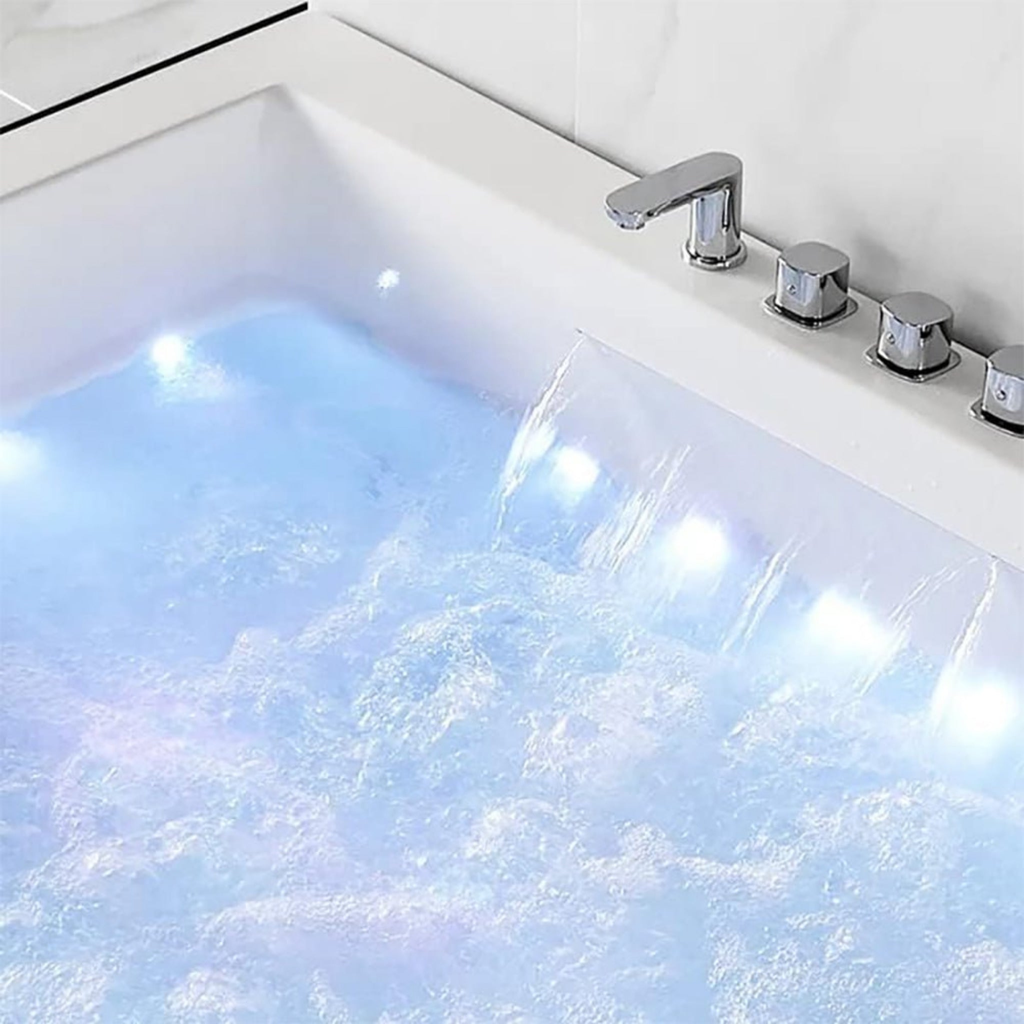 Alora 71-Inch Premium Modern Acrylic Soaking Bathtub With Bubble Jets And LED Lighting (SAK26415)