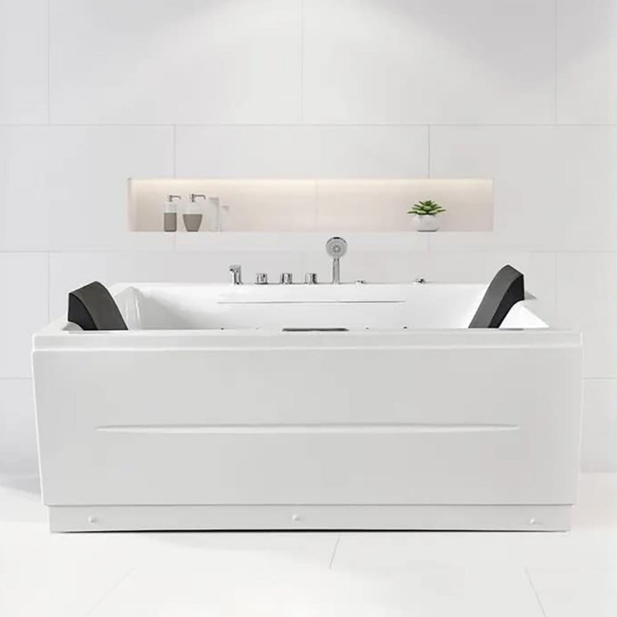Alora 71-Inch Premium Modern Acrylic Soaking Bathtub With Bubble Jets And LED Lighting (SAK26415)