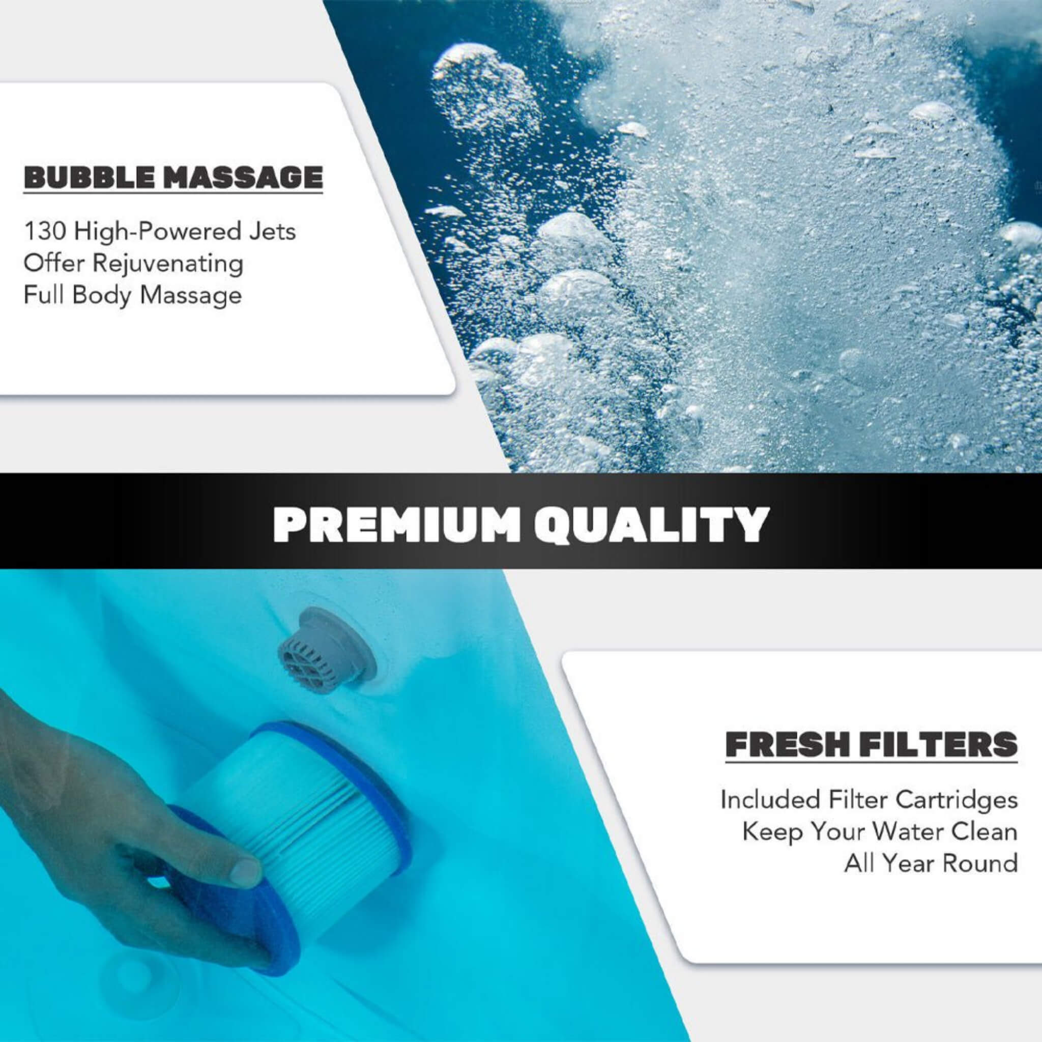 Premium Blow Up 6 Person Sauna Pool Hot Tub With 130 Jets, 7FT (SAK63510)