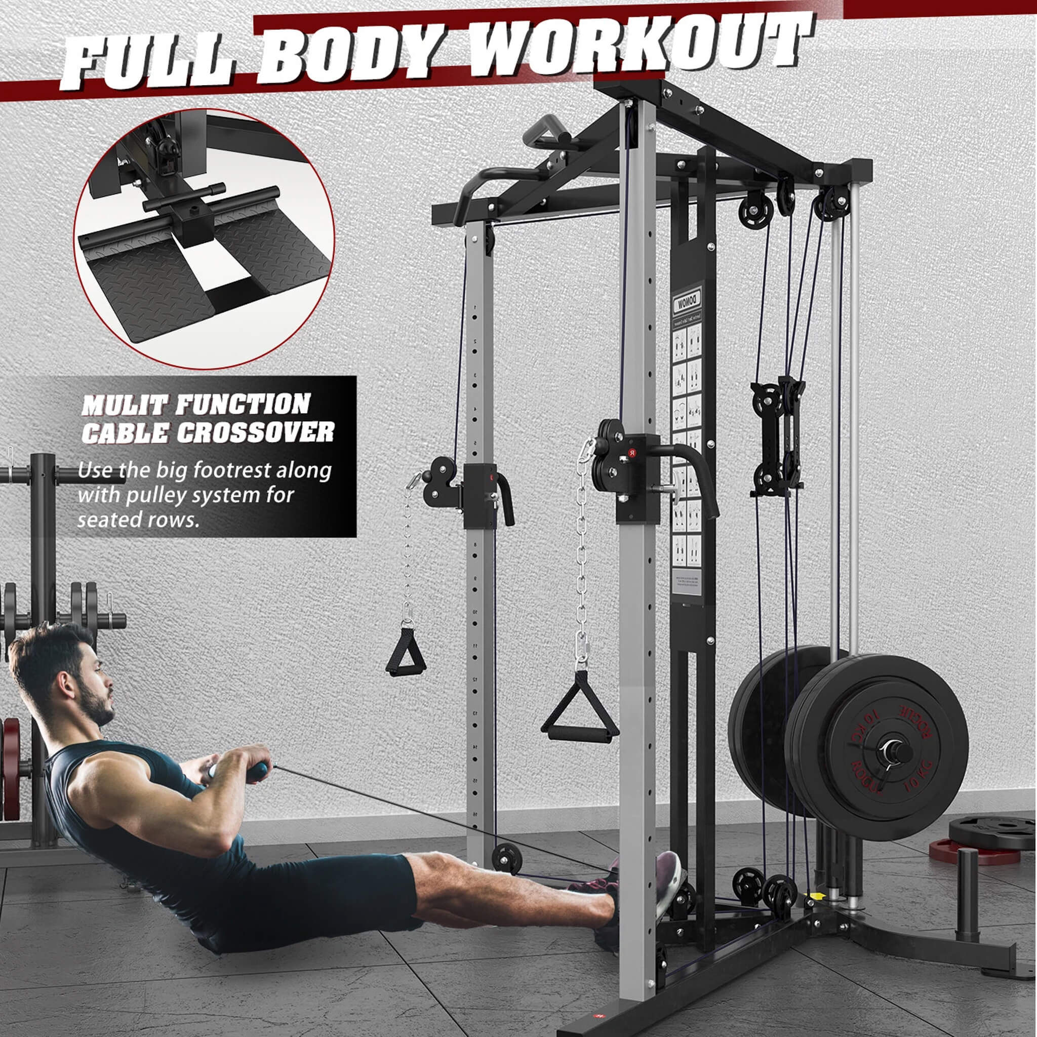 Rovix Premium Home Cable Crossover Full Body Workout Fly Machine, 350LBS (SAK06341)