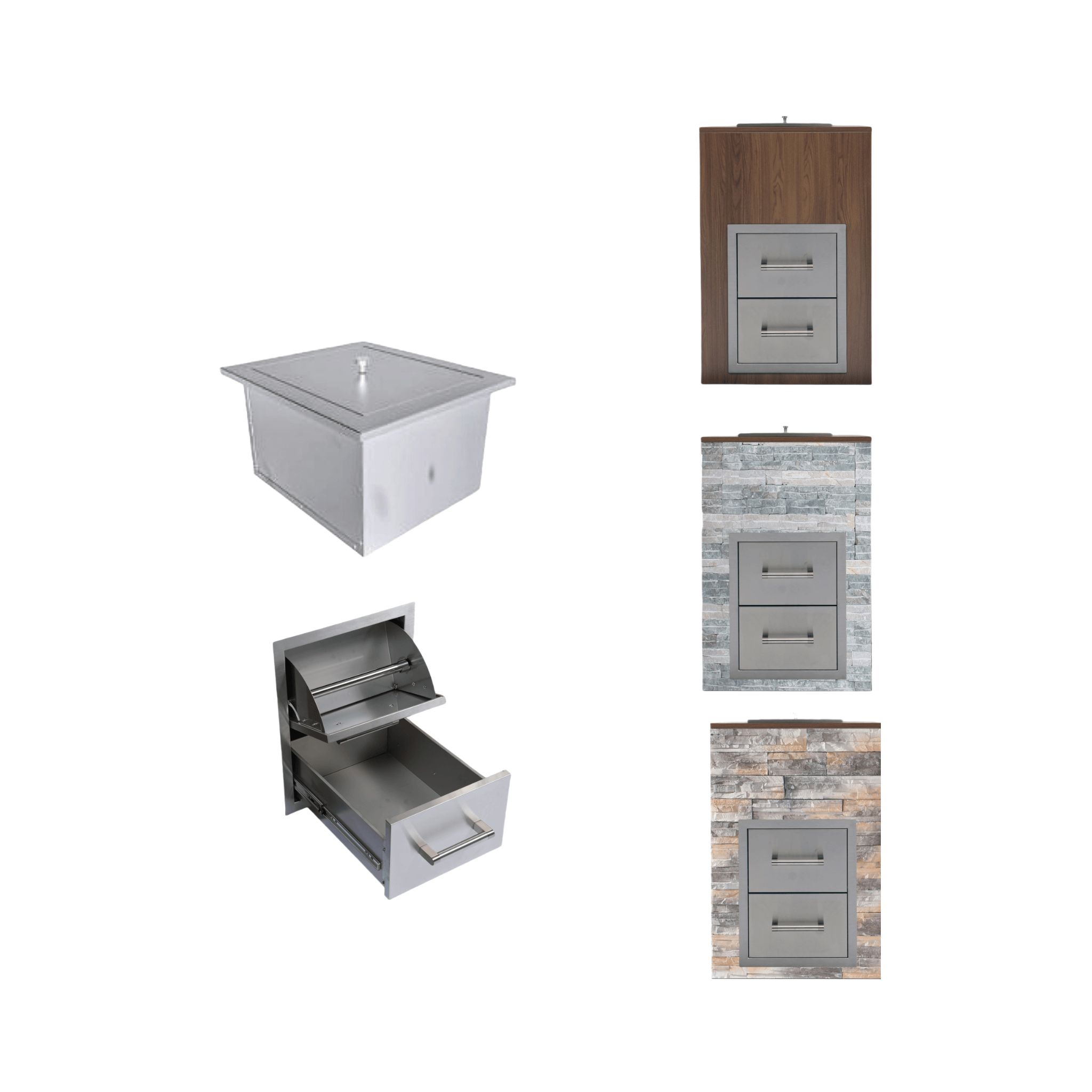 Premium Outdoor Kitchen With 32-Inch 60K BTU Built-In Stainless Steel LPG Gas Grill, Door And Drawer Combo And Stainless Steel Ice Box (SAK98661)