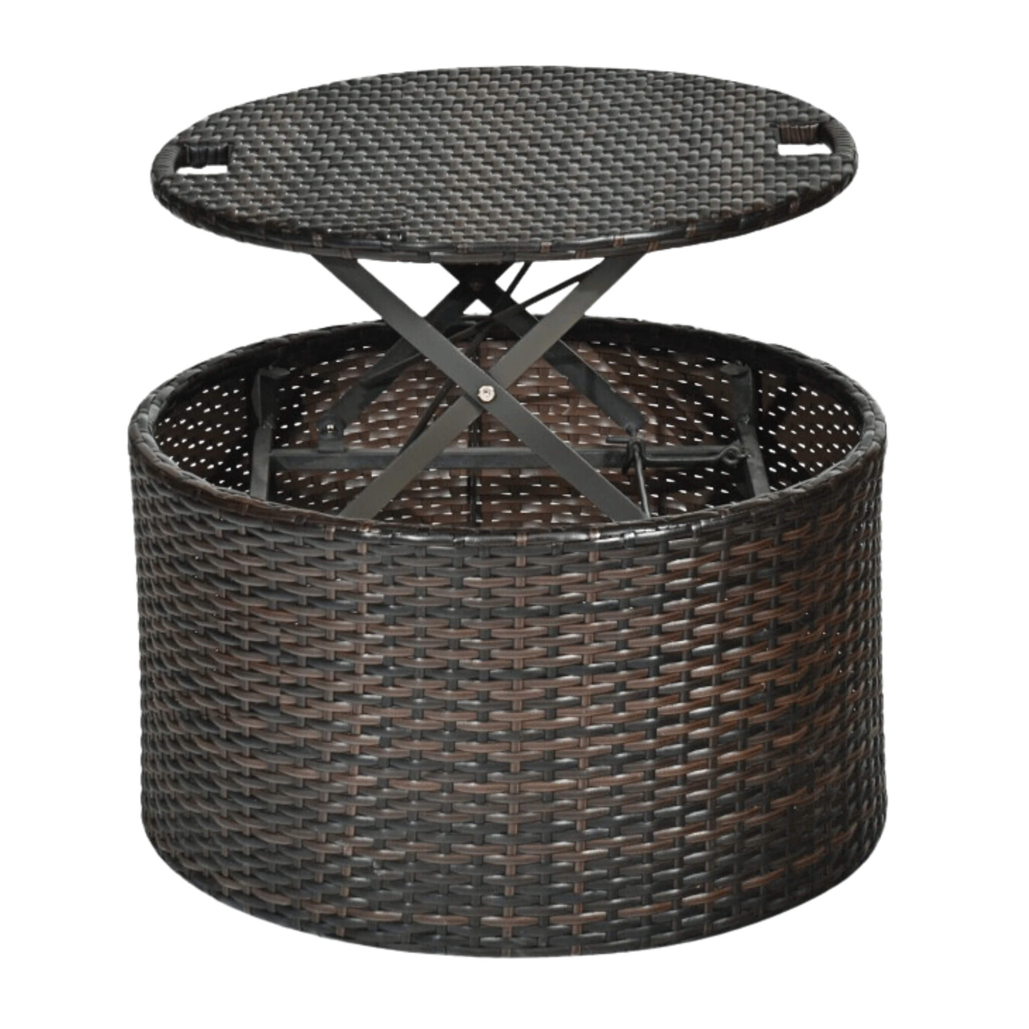 Premium Round Outdoor Patio Rattan Daybed W/ Canopy & Table, 76" (SAK96418)