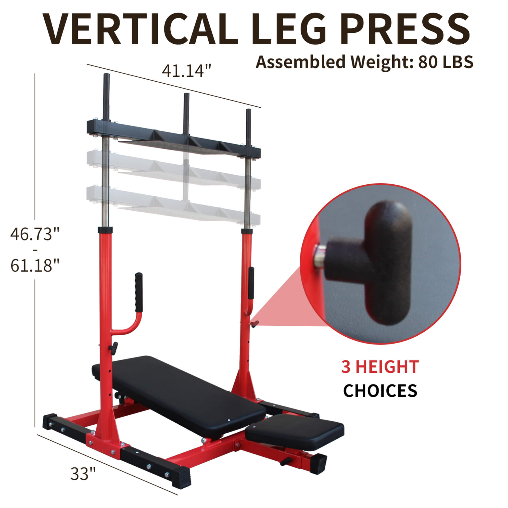 Rovix Premium Vertical Leg Press Machine With Adjustable Back And Head Rests For Home Gyms, 660LBS (SAK34819)