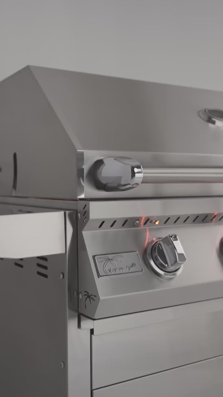 Load video: Kokomo 32” Elite Built in Gas Grill (4 Burner/Back Burner)