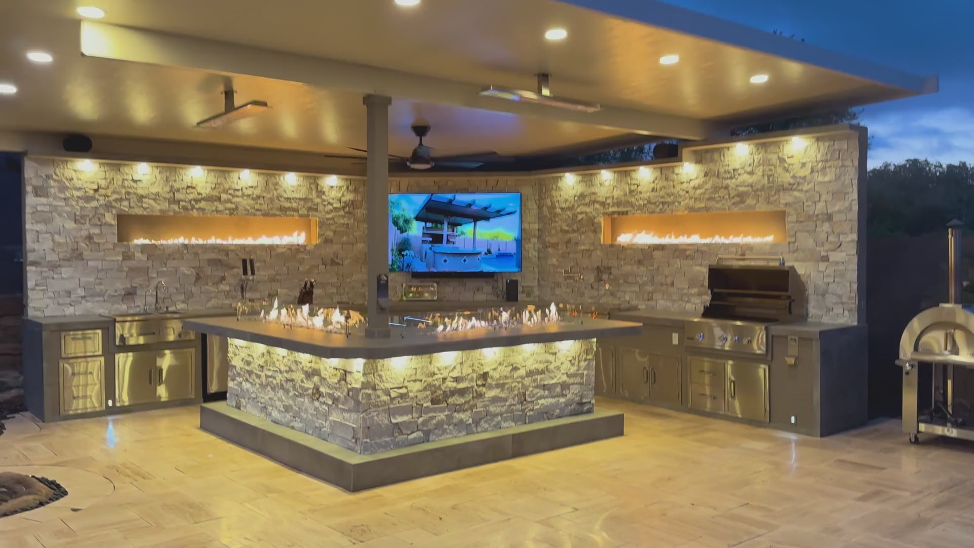 Load video: Luxury Outdoor Kitchen BBQ Grill Island