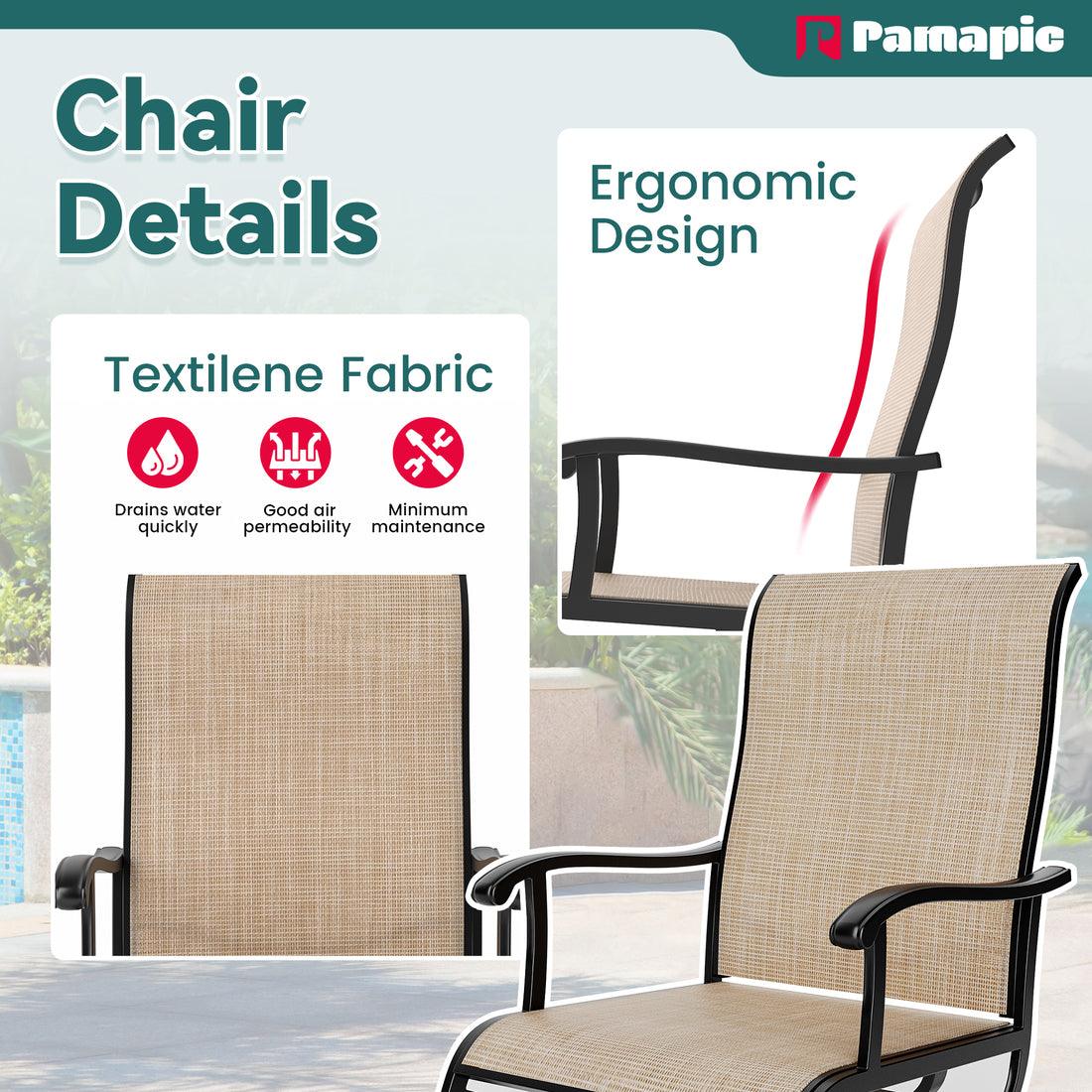 Pamapic 5-Piece Patio Dining Set with 4 Textilene Swivel Chairs