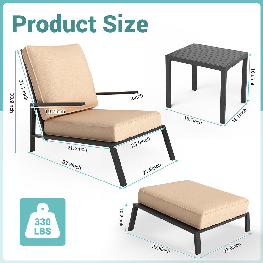 Pamapic Metal Patio Chairs with Ottoman (5 Pieces)