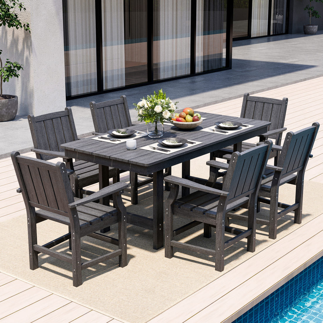 Pamapic 7-Piece HDPE Patio Dining Set