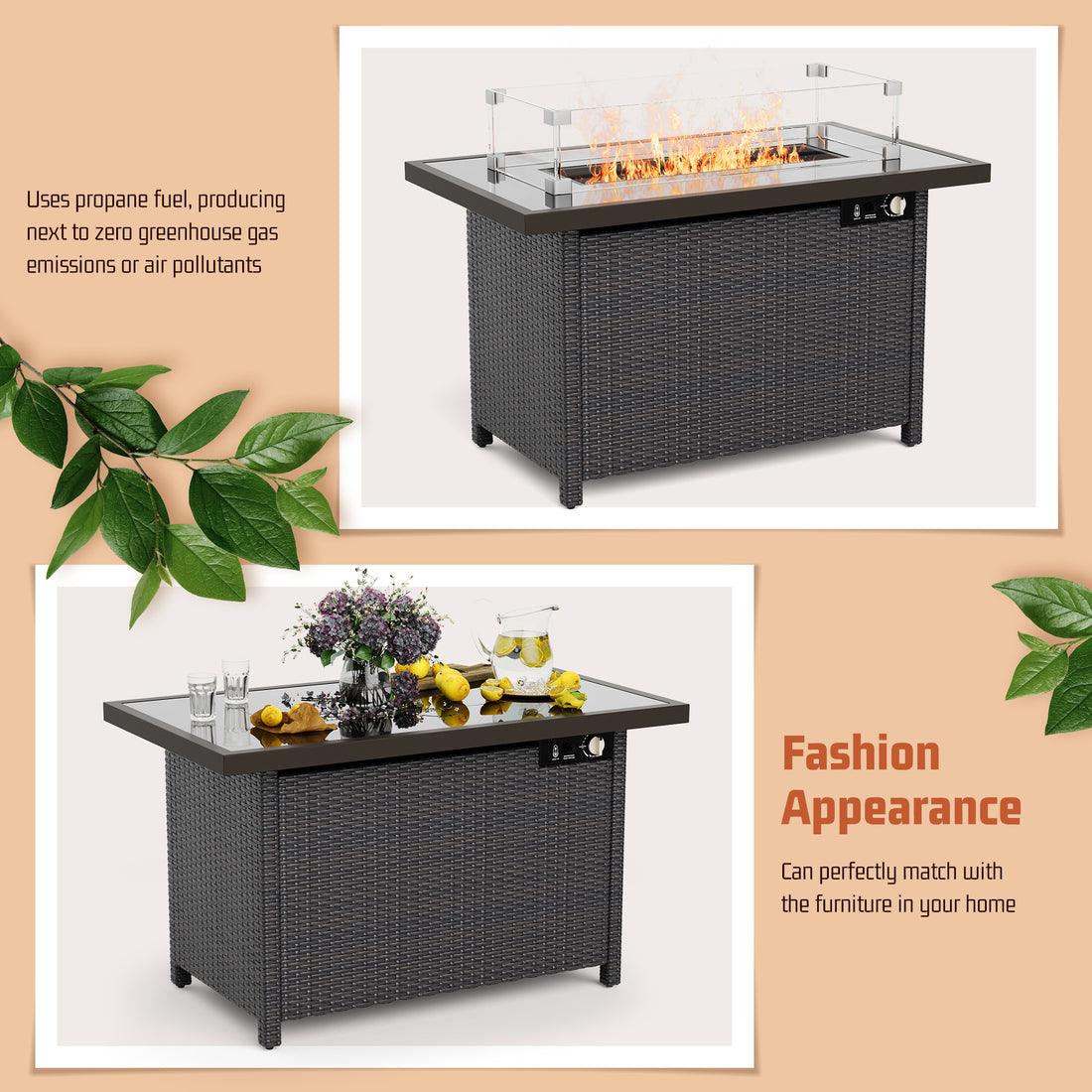 Pamapic Outdoor Sectional Couch Set with Fire Pit Table