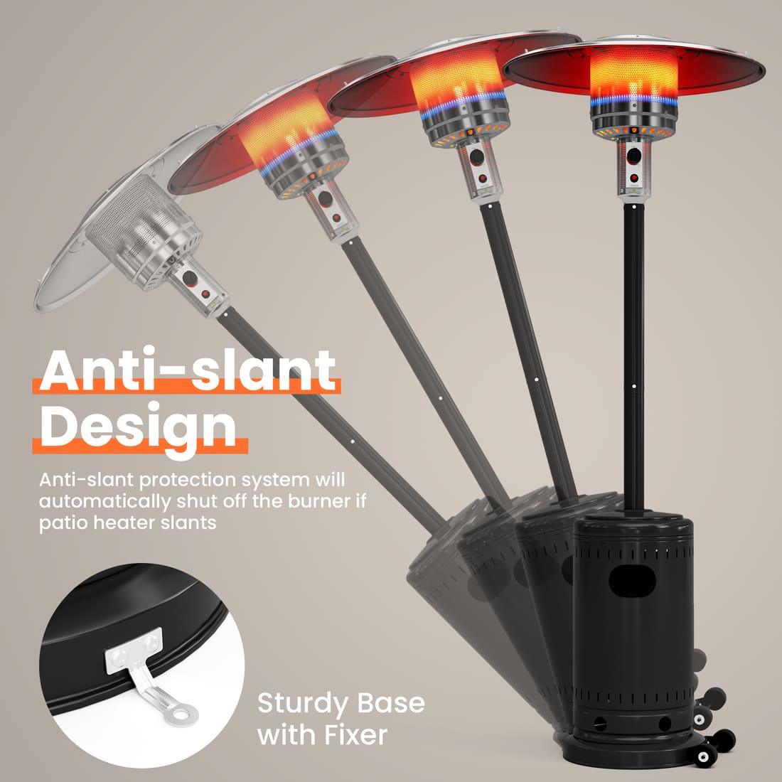 Pamapic 48000 BTU Propane Freestanding Patio Heater with Cover & Wheels for Outside Decks