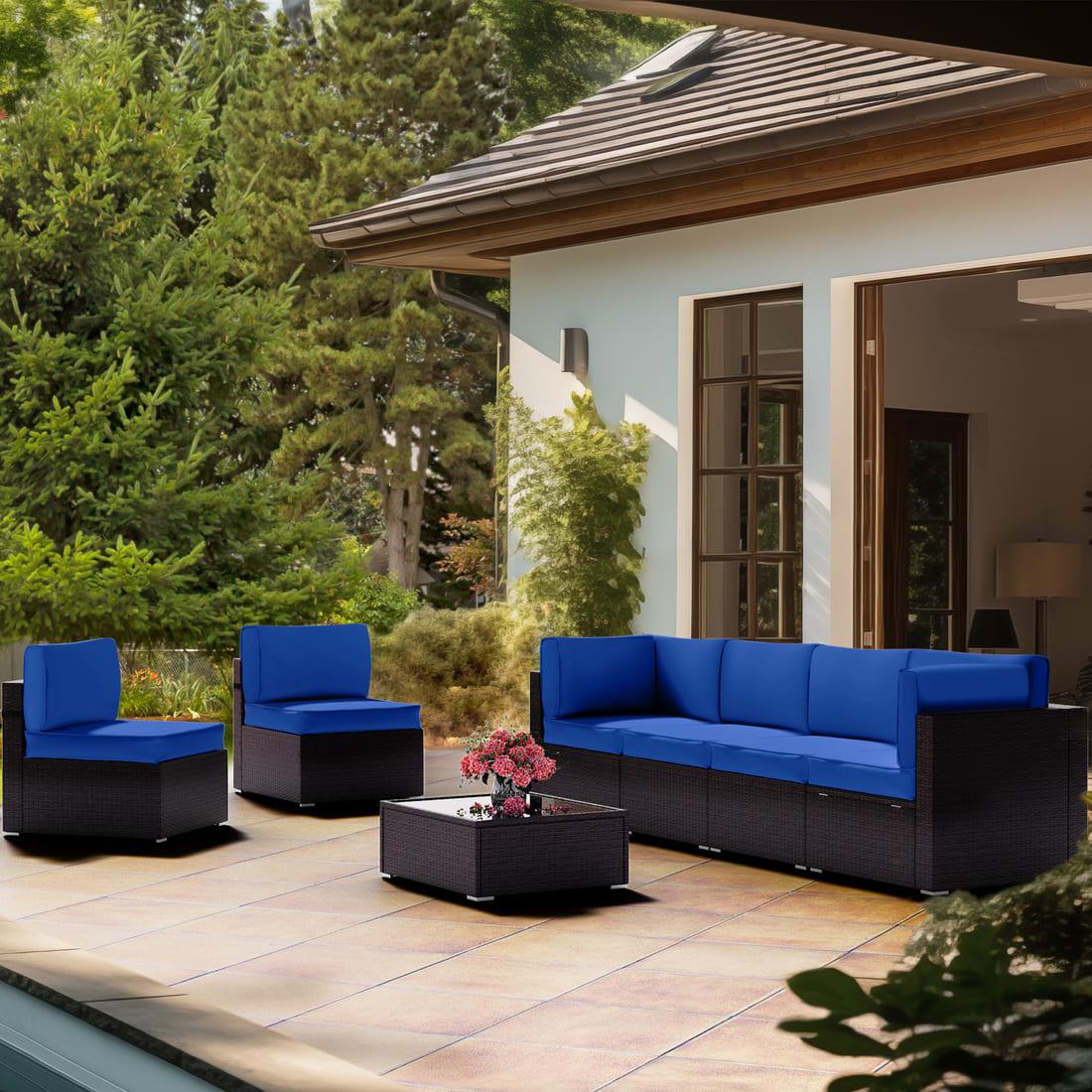 Pamapic 14 Pieces Replacement Cushions for Patio Furniture, Waterproof UV Resistant