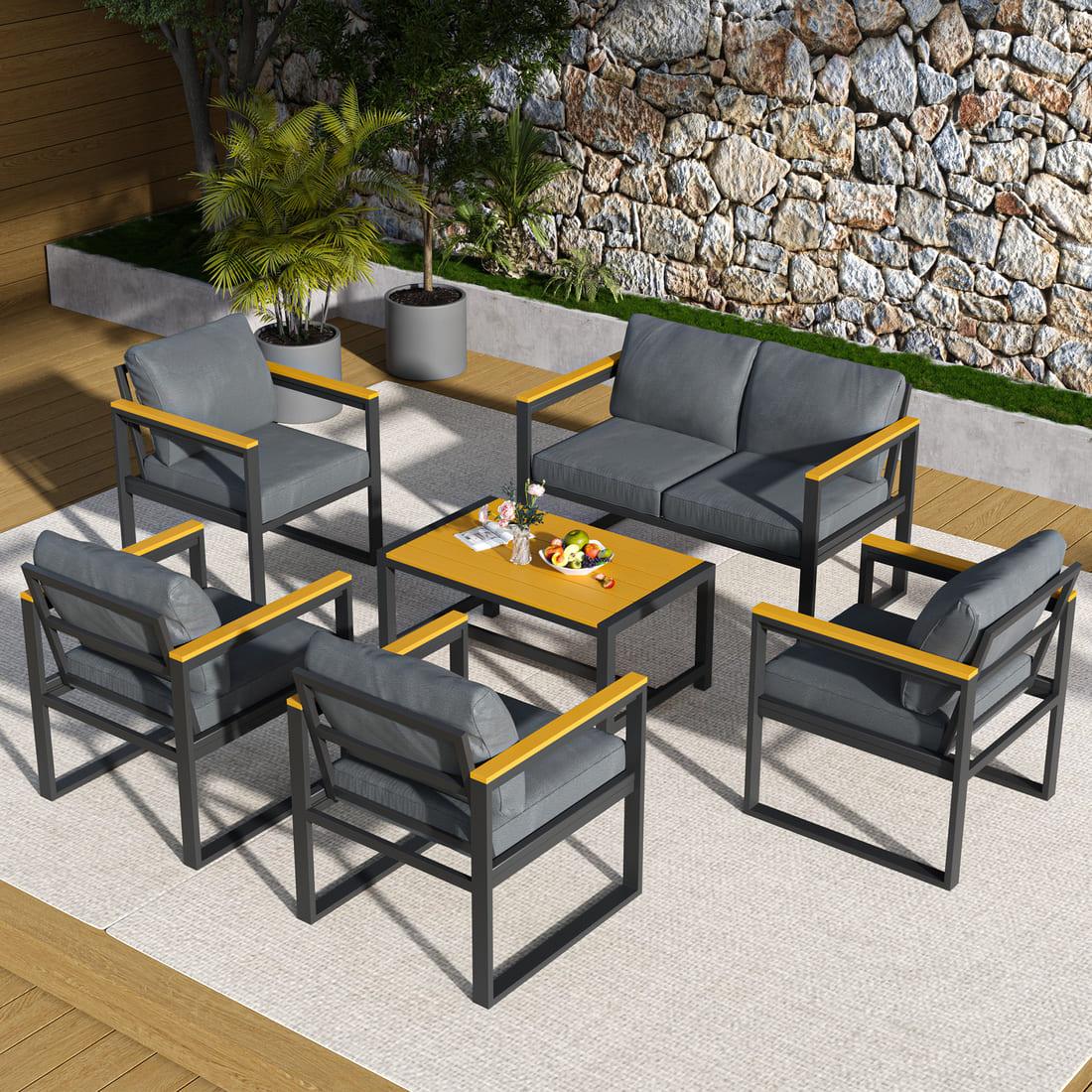 Pamapic  4 Pieces Modern Patio Conversation Sets with Cushion