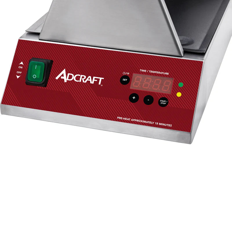 Adcraft Single Belgian Waffle Maker, 7", in Stainless Steel