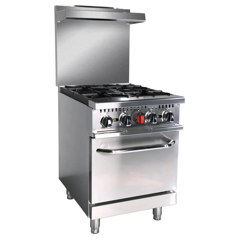 Black Diamond 24" Gas Range with Oven, 4 Burners, in Stainless Steel