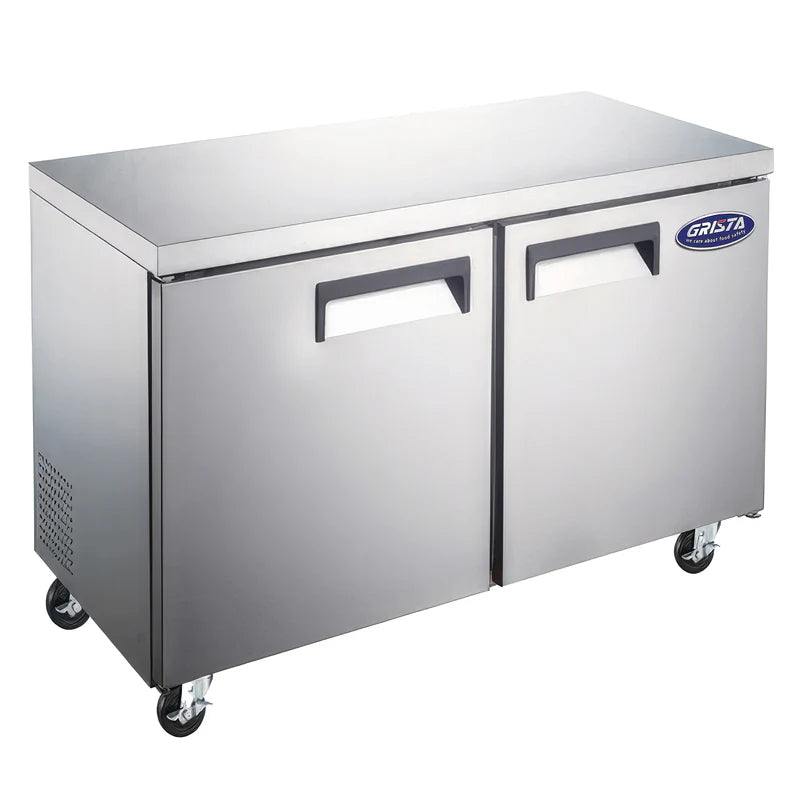 Grista Undercounter Refrigerator, Double Solid Doors, 11.9 cu ft Capacity, in Stainless Steel