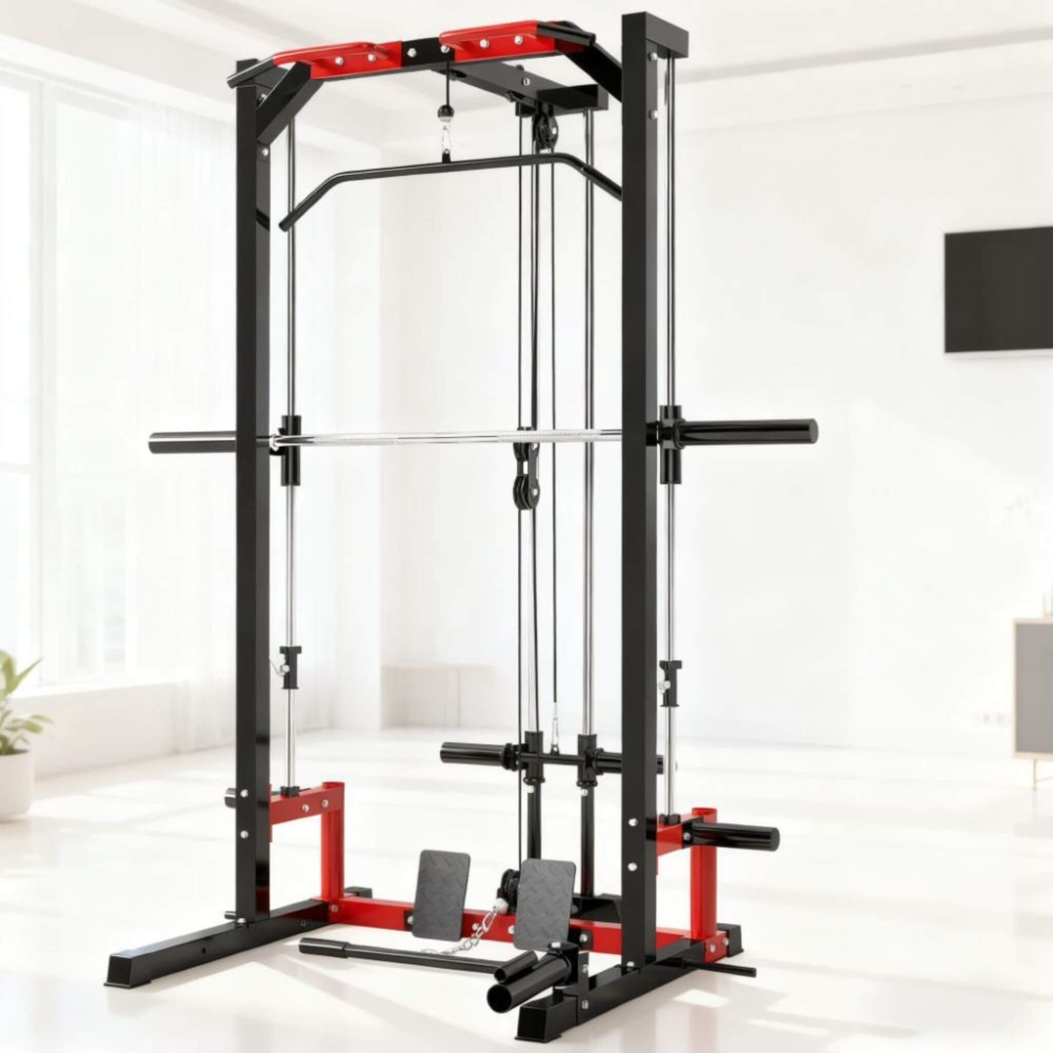 Rovix All-In-One Home Gym Squat Rack With Pull Up And Lat System (SAK95431)