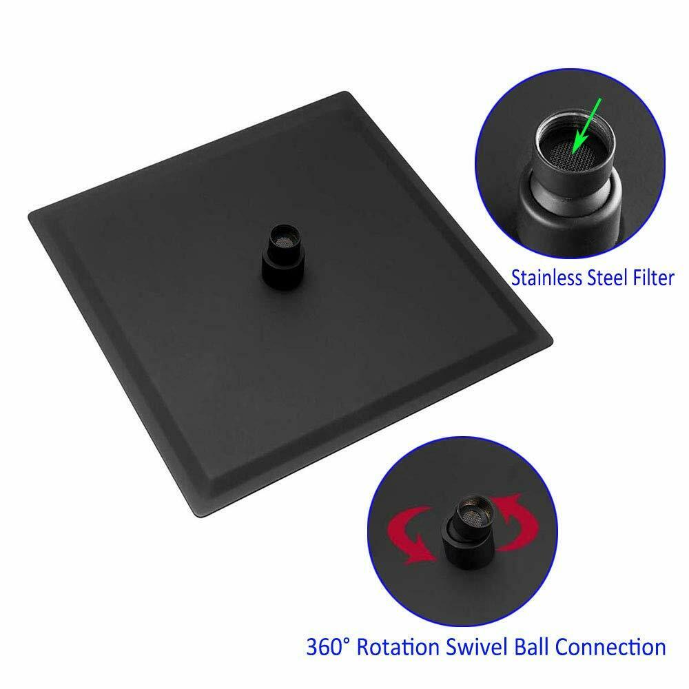 12inch 2 way Big arc Wall Mounted Matte Black Shower System with two function pressure balance Rough-in Valve Body and Trim