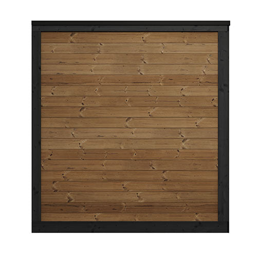 SaunaLife Garden Luxury-Series GL4 | 4-Person Outdoor Sauna Kit | 1.57" Thermo-Spruce | Bronze Tempered Glass | Black Modern Trim | Exterior Eave LED | Integrated Porch | Ergonomic Contoured Benches | Handcrafted Northern Europe