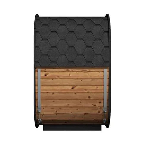 SaunaLife Cube-Series Model CL4G | Compact Outdoor Cube Sauna Kit | Full Glass Front | Thermo-Spruce | 6'2" Headroom | Wi-Fi LED Light Bar Included | Contoured Thermo-Aspen Benches | Handcrafted Northern Europe