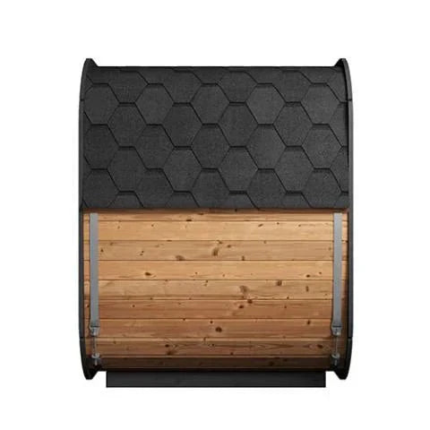 SaunaLife Cube-Series Model CL5G | 4-Person Outdoor Cube Sauna Kit | Full Glass Front | 6'2" Headroom | Thermo-Spruce | Wi-Fi LED Light Bar Included | Contoured Thermo-Aspen Benches | Handcrafted Northern Europe