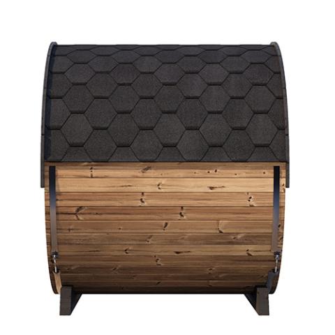 SaunaLife Elegance-Series Model EE8G | 6-Person Outdoor Sauna Barrel | 8mm Tempered Glass Front Wall | 7'7" Diameter | 6'7" Standing Height | Dual Wi-Fi LED Lights | Thermo-Spruce | Floor Kit Included