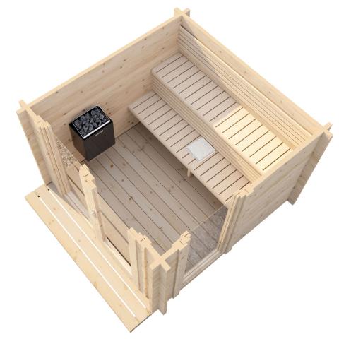 SaunaLife Garden Series Model G4 | 6-Person Outdoor Cabin Sauna Kit | 1.75" Nordic Spruce Walls | Full Glass Front | Knotless Aspen Benches | Wi-Fi LED Lighting | Handcrafted in Northern Europe