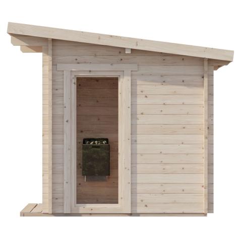 SaunaLife Garden Series Model G4 | 6-Person Outdoor Cabin Sauna Kit | 1.75" Nordic Spruce Walls | Full Glass Front | Knotless Aspen Benches | Wi-Fi LED Lighting | Handcrafted in Northern Europe