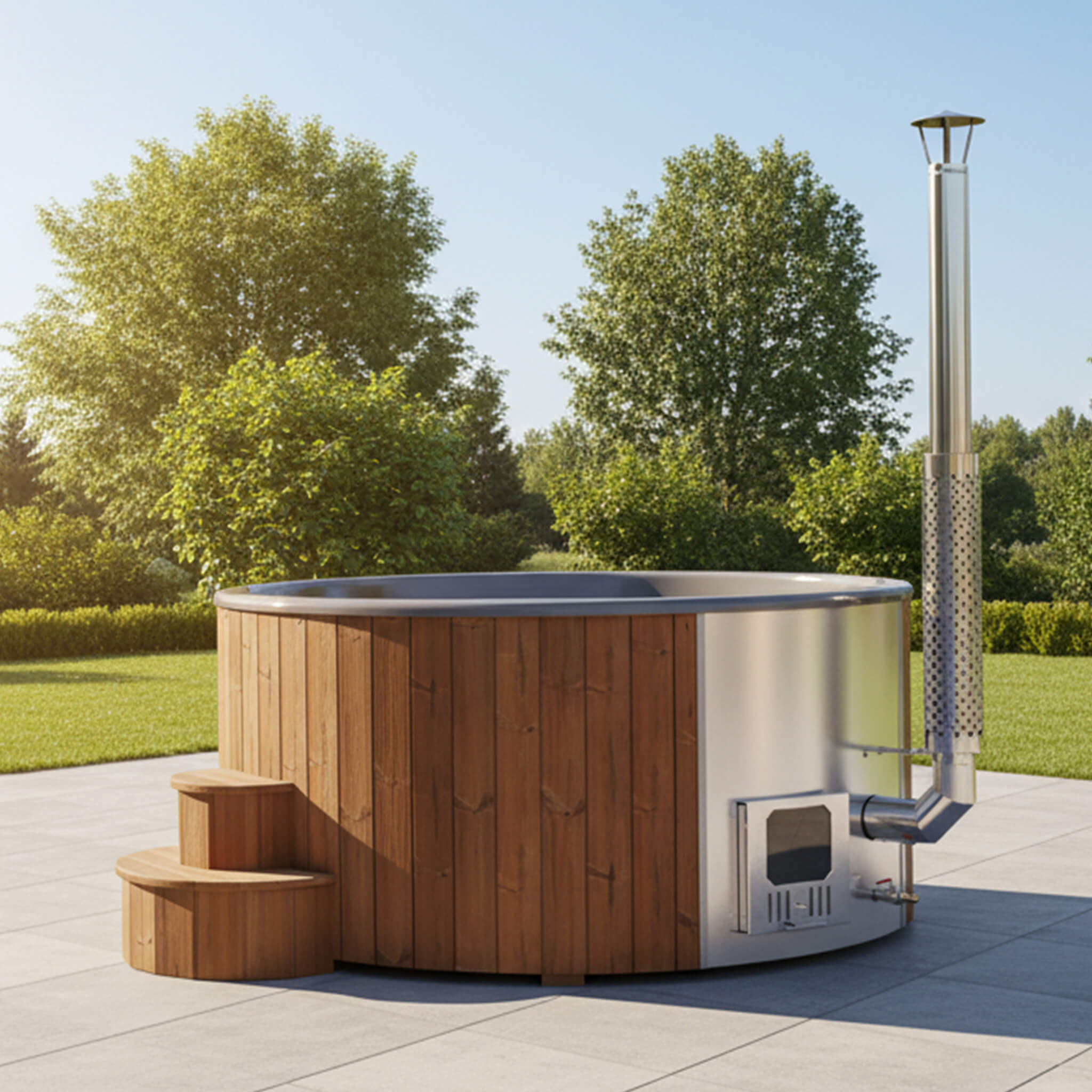 SaunaLife Model S6N 7-Person Soak-Series Home Wood-Burning Hot Tub [SL-MODELS6N] (SAK74815)