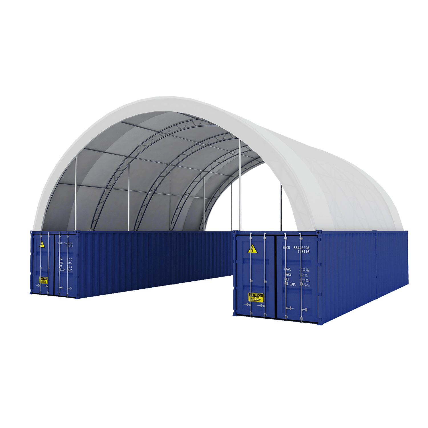 40'x40'x15' Double Truss Shipping Container Canopy Shelter, Outside