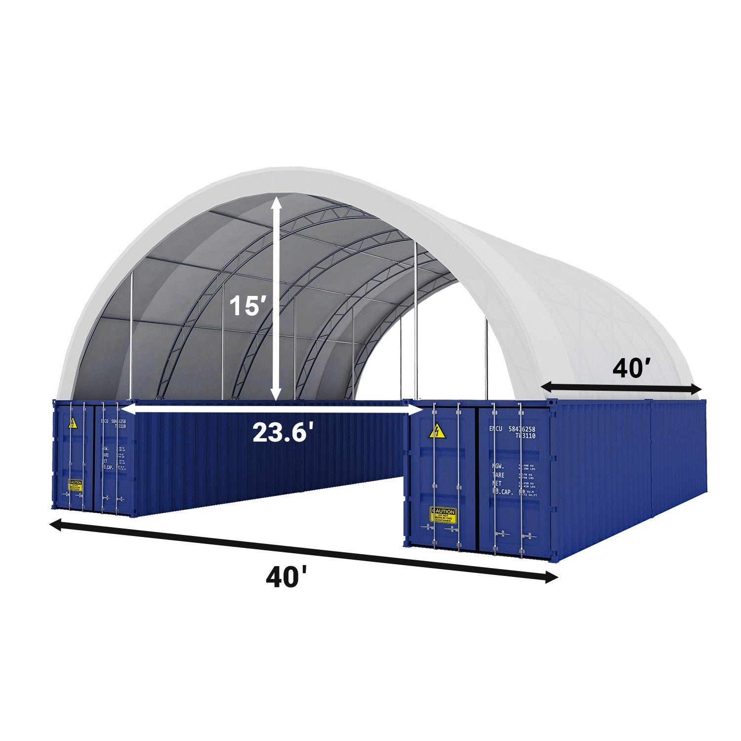 40'x40'x15' Double Truss Shipping Container Canopy Shelter, Outside